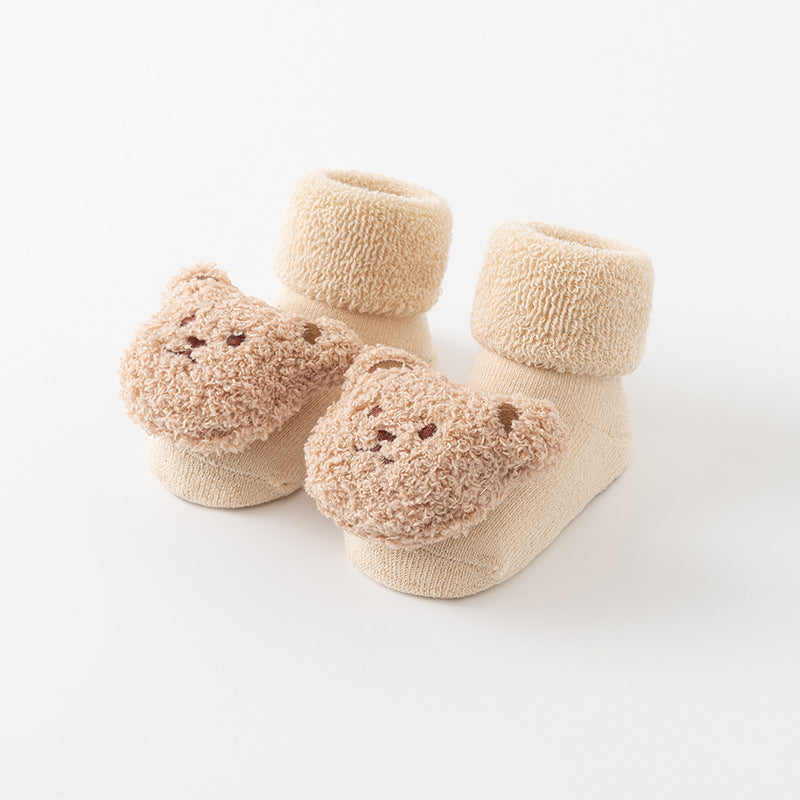 Winterbabysocken mit Plüschtier – Warm, Rutschfest und Bequem!