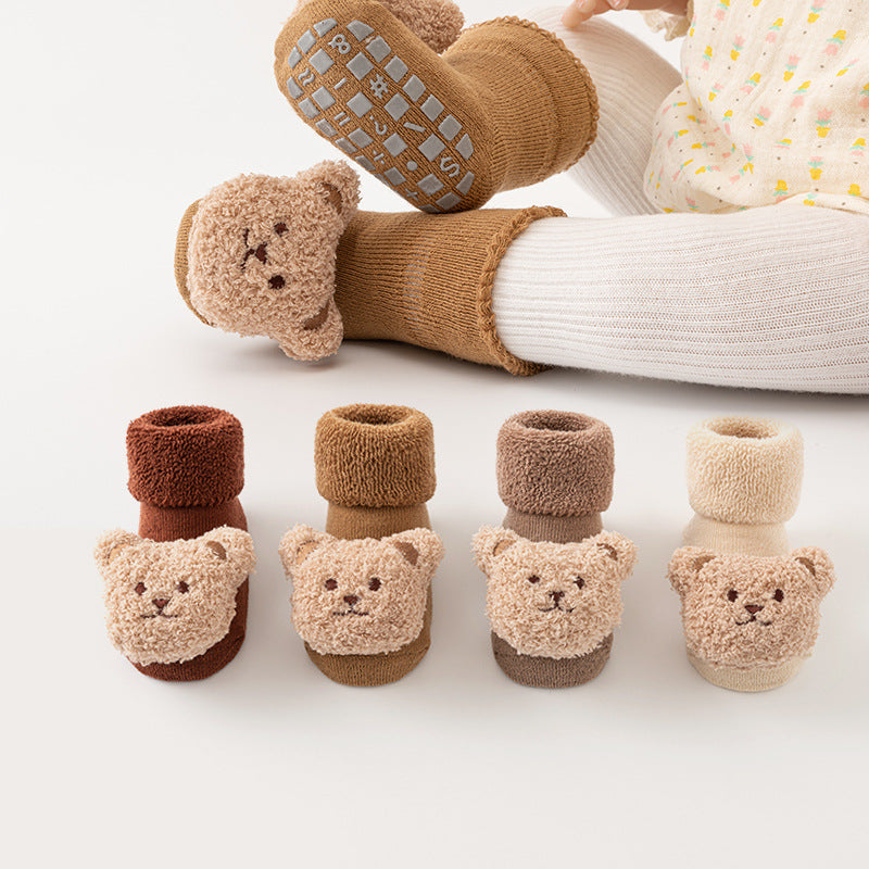 Winterbabysocken mit Plüschtier – Warm, Rutschfest und Bequem!